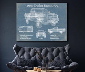 Cutler West 1997 Dodge Ram 1500 Vintage Blueprint Auto Print