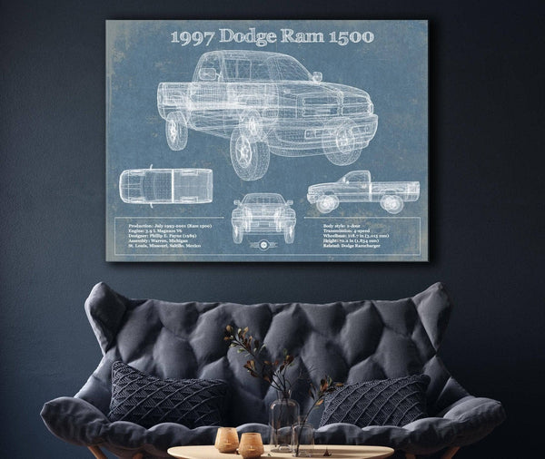 Cutler West 1997 Dodge Ram 1500 Vintage Blueprint Auto Print