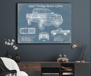 Cutler West 1997 Dodge Ram 1500 Vintage Blueprint Auto Print