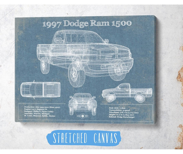 Cutler West 1997 Dodge Ram 1500 Vintage Blueprint Auto Print