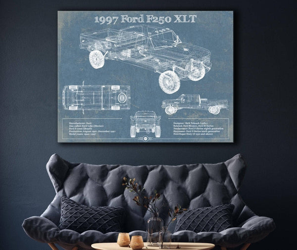 Cutler West 1997 Ford F250 XLT Crew Cab Vintage Blueprint Auto Print