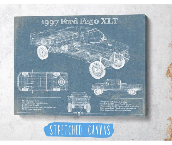 Cutler West 1997 Ford F250 XLT Crew Cab Vintage Blueprint Auto Print
