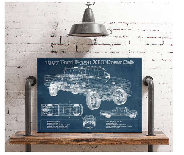 Cutler West 1997 Ford F350 XLT Crew Cab Vintage Blueprint Auto Print