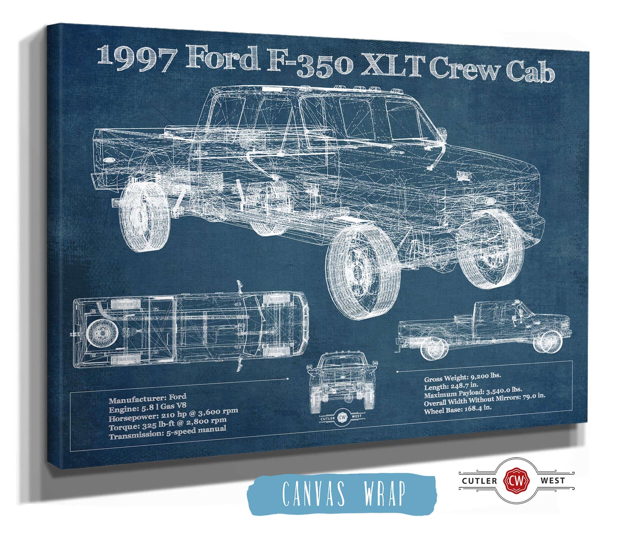 1997 Ford F350 XLT Crew Cab Vintage Art by Cutler West