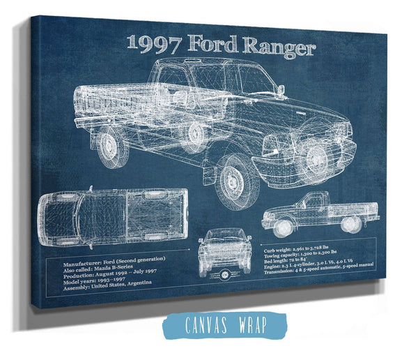 Cutler West 1997 Ford Ranger Blueprint Vintage Auto Print