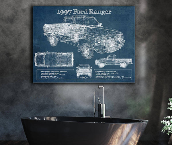 Cutler West 1997 Ford Ranger Blueprint Vintage Auto Print