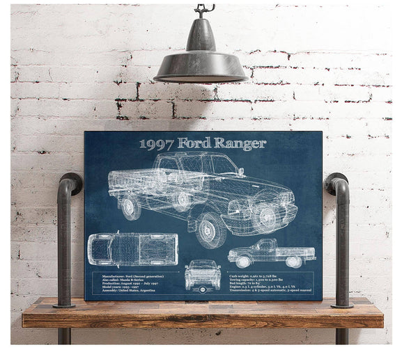 Cutler West 1997 Ford Ranger Blueprint Vintage Auto Print