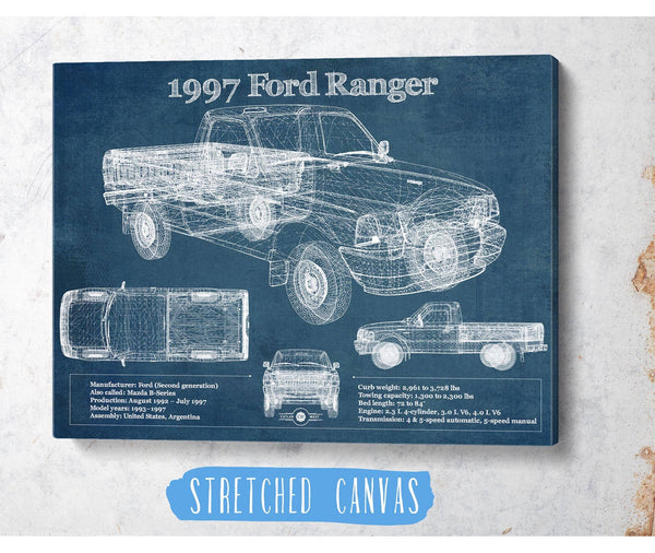 Cutler West 1997 Ford Ranger Blueprint Vintage Auto Print