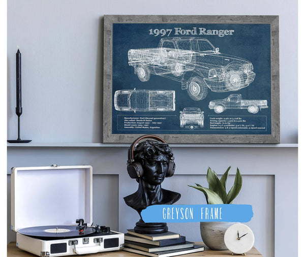 Cutler West 1997 Ford Ranger Blueprint Vintage Auto Print