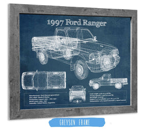 14" x 11" / Greyson Frame Cutler West 1997 Ford Ranger Blueprint Vintage Auto Print