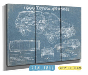36" x 24" / 3 Panel Canvas Wrap Cutler West 1999 Toyota 4runner Vintage Blueprint Auto Print
