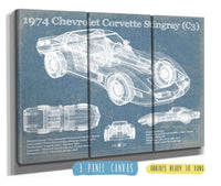 Cutler West 1974 Chevrolet Corvette Stingray (C3) Coupe Vintage Blueprint Auto Print