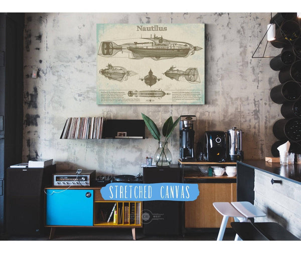 Cutler West 20,000 Leagues Under the Sea Nautilus Submarine Jules Vernon Blueprint