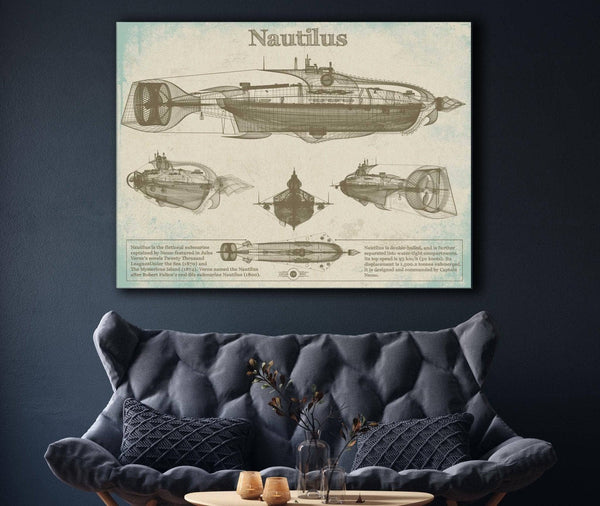 Cutler West 20,000 Leagues Under the Sea Nautilus Submarine Jules Vernon Blueprint