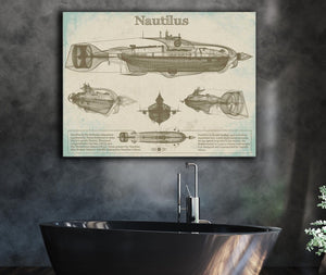 Cutler West 20,000 Leagues Under the Sea Nautilus Submarine Jules Vernon Blueprint