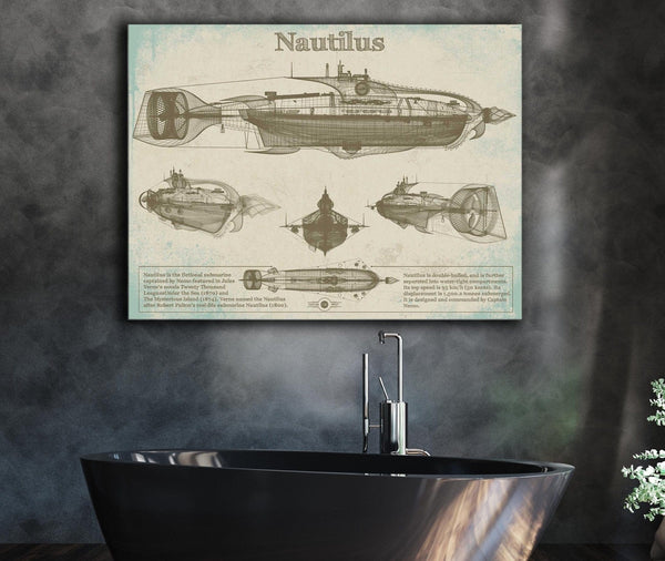Cutler West 20,000 Leagues Under the Sea Nautilus Submarine Jules Vernon Blueprint