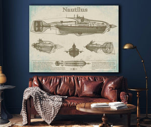 Cutler West 20,000 Leagues Under the Sea Nautilus Submarine Jules Vernon Blueprint