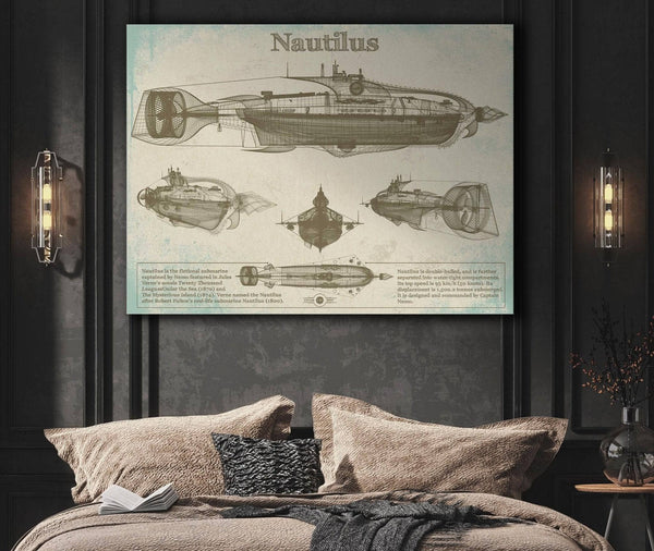 Cutler West 20,000 Leagues Under the Sea Nautilus Submarine Jules Vernon Blueprint