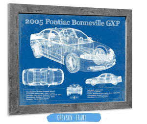 14" x 11" / Greyson Frame Cutler West 2000 - 2005 Pontiac Bonneville GXP Blueprint Vintage Auto Print