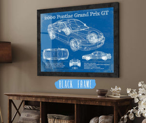 20" x 16" / Black Frame Cutler West 2000 Pontiac Grand Prix GT Vintage Blueprint Auto Print