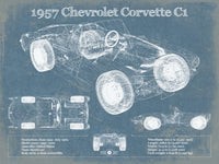 Cutler West 1957 Chevrolet Corvette C1 Vintage Blueprint Auto Print