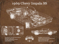 Cutler West 1969 Chevy Impala SS Vintage Blueprint Auto Print