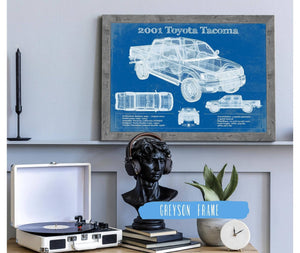 14" x 11" / Greyson Frame Cutler West 2001 Toyota Tacoma Double Cab Limited Vintage Blueprint Auto Print
