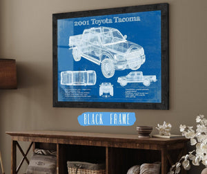 20" x 16" / Black Frame Cutler West 2001 Toyota Tacoma Double Cab Limited Vintage Blueprint Auto Print