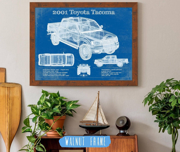20" x 16" / Walnut Frame Cutler West 2001 Toyota Tacoma Double Cab Limited Vintage Blueprint Auto Print