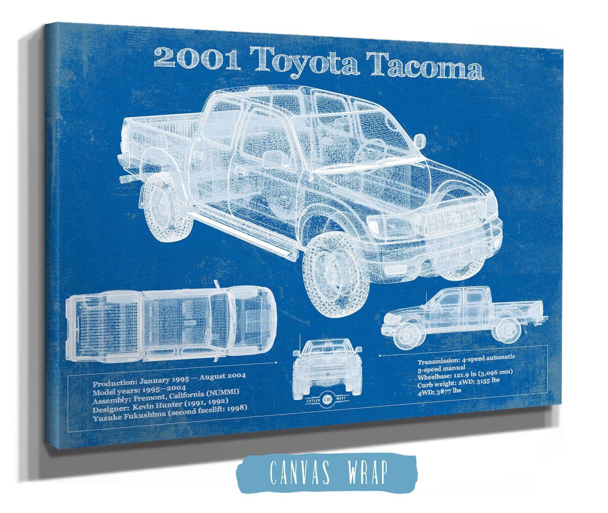Cutler West Toyota Collection 2001 Toyota Tacoma Double Cab Limited Vintage Blueprint Auto Print