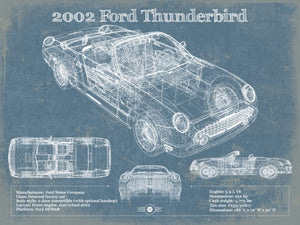 14" x 11" / Unframed Cutler West 2002 Ford Thunderbird Original Blueprint Art