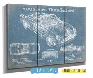 36" x 24" / 3 Panel Canvas Wrap Cutler West 2002 Ford Thunderbird Original Blueprint Art