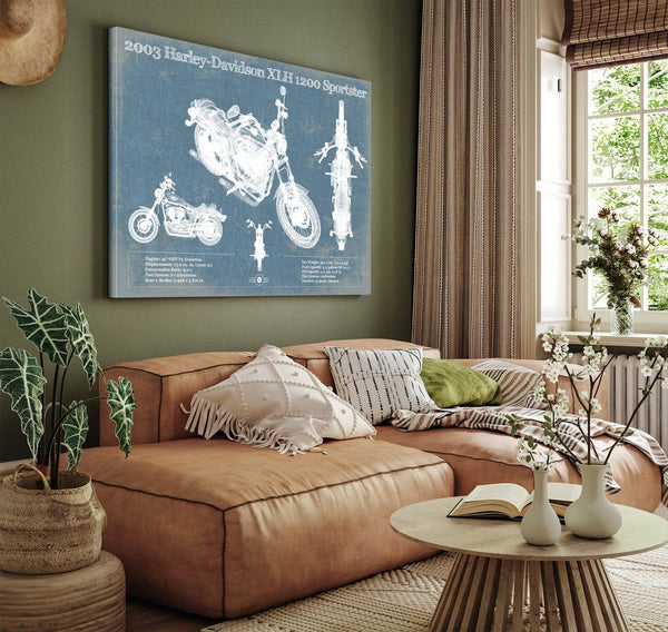 Cutler West 2003 Harley-Davidson XLH 1200 Sportster Blueprint Motorcycle Patent Print