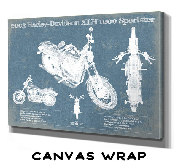 Cutler West 2003 Harley-Davidson XLH 1200 Sportster Blueprint Motorcycle Patent Print