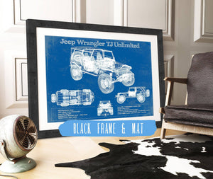 20" x 16" / Black Frame & Mat Cutler West 2004-2006 Jeep TJ Wrangler Unlimited