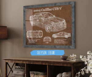 14" x 11" / Greyson Frame Cutler West 2004 Cadillac CTS-V Vintage Blueprint Auto Print