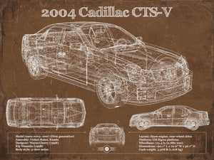 14" x 11" / Unframed Cutler West 2004 Cadillac CTS-V Vintage Blueprint Auto Print