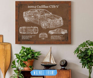 20" x 16" / Walnut Frame Cutler West 2004 Cadillac CTS-V Vintage Blueprint Auto Print
