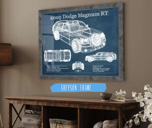 14" x 11" / Greyson Frame Cutler West 2005 Dodge Magnum RT Vintage Blueprint Auto Print