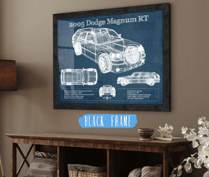 20" x 16" / Black Frame Cutler West 2005 Dodge Magnum RT Vintage Blueprint Auto Print