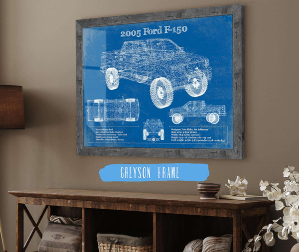 14" x 11" / Greyson Frame Cutler West 2005 Ford F-150 Vintage Blueprint Auto Print