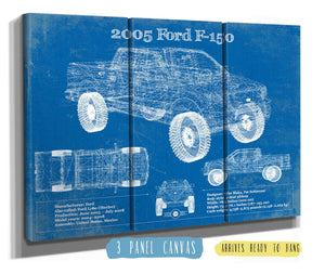 36" x 24" / 3 Panel Canvas Wrap Cutler West 2005 Ford F-150 Vintage Blueprint Auto Print