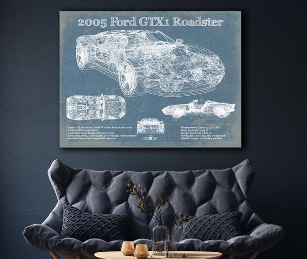 Cutler West 2005 Ford GTX1 Roadster Vintage Blueprint Auto Print