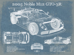 14" x 11" / Unframed Cutler West 2005 Noble M12 GTO-3R Vintage Blueprint Auto Print