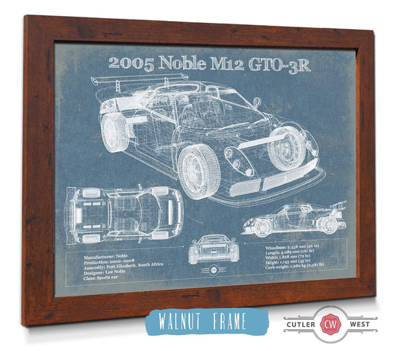 20" x 16" / Walnut Frame Cutler West 2005 Noble M12 GTO-3R Vintage Blueprint Auto Print