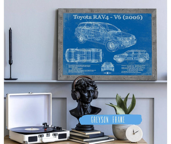 14" x 11" / Greyson Frame Cutler West 2006 Toyota RAV4 Vintage Blueprint Auto Print