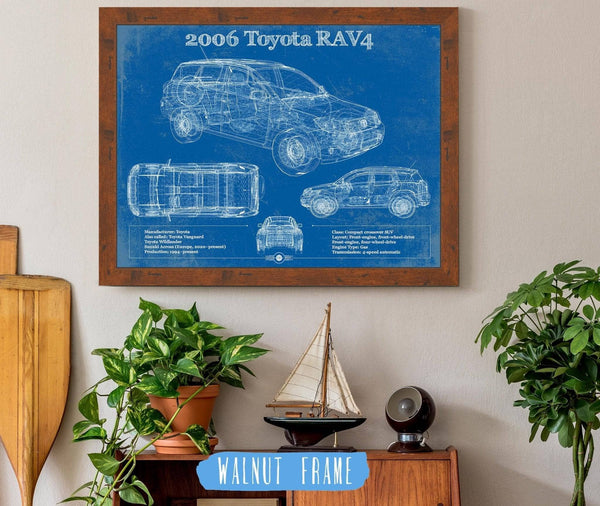 20" x 16" / Walnut Frame Cutler West 2006 Toyota Rav4 Vintage Blueprint Auto Print