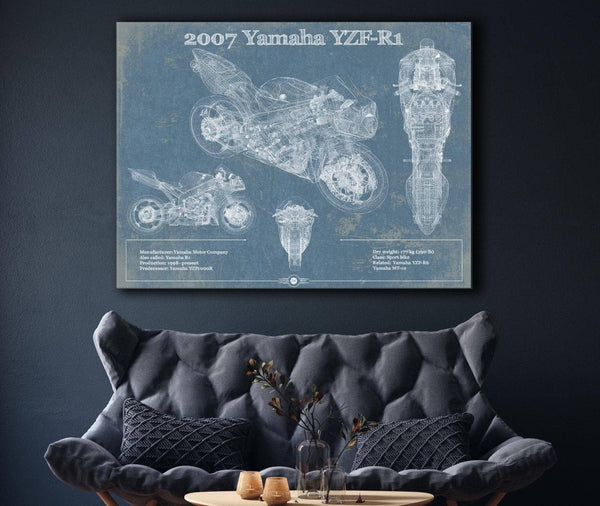 Cutler West 2007 Yamaha YZF-R1 Blueprint Motorcycle Patent Print