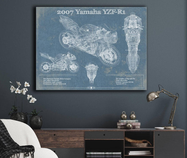 Cutler West 2007 Yamaha YZF-R1 Blueprint Motorcycle Patent Print