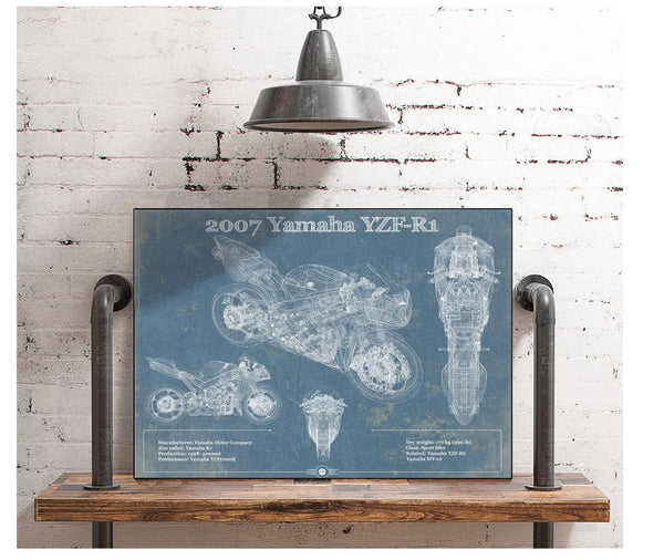 Cutler West 2007 Yamaha YZF-R1 Blueprint Motorcycle Patent Print